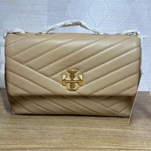 New Tory Burch Small Kira Chevron Convertible Shoulder Bag Color : Desert Dune